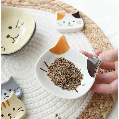 Japanese Cute Cat Dish Creative Ceramic Seasoning Dish