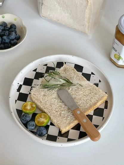 Korean Checkerboard Ceramic Plate