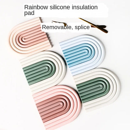 Two-Toned Rainbow Heat-Resistant Silicone Coasters (Non-Slip)