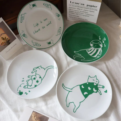 Korean Artsy Cat Dessert Plate