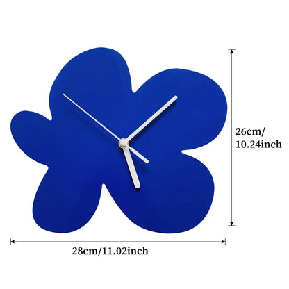 Silent Movement Blue Flower Clock