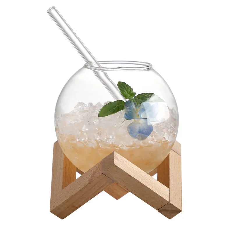 Ball-Shaped Cocktail Glass Cup with Stand