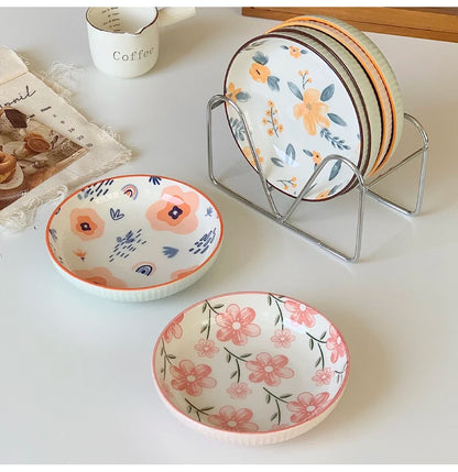 5.3Inch Korean Style Floral Porcelain Dessert/Fruit Plate