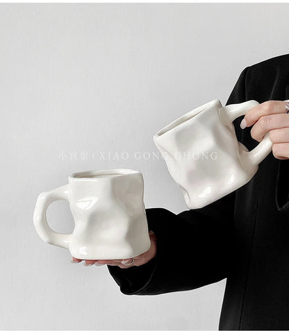 Modern Silver and White Water/Coffee Mug