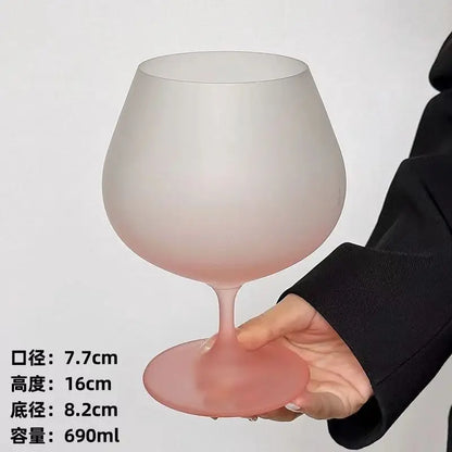 690ml French Pink Frosted Wine Glass