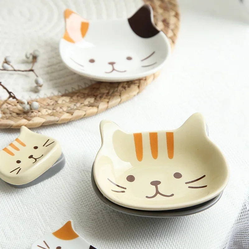 Japanese Cute Cat Dish Creative Ceramic Seasoning Dish