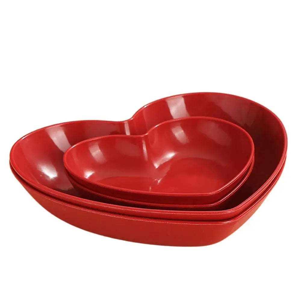 5/10Pcs Party Plastic Red Heart-shaped Plates