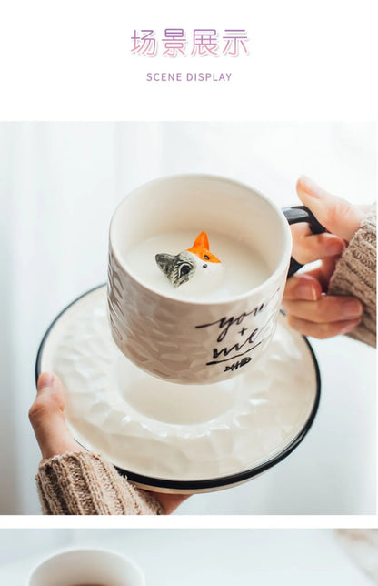 Cute Kitten Ceramic Cat in a Cup